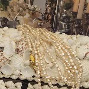 G SILVER, VINTAGE WATER FRESH PEARLS NECKLACE 27"INCHES